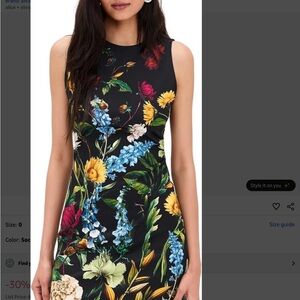 Alice + Olivia Black Dress with Multicolor Floral Design